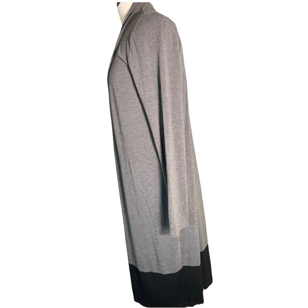 J. Jill Wearever Gray Black Color Block Open Front long Cardigan Knit Sweater M - Picture 3 of 5